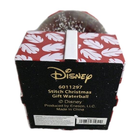 Dept 56 STITCH CHRISTMAS GIFT WATERBALL Disney ENESCO Large Snow Globe NEW - Picture 7 of 16